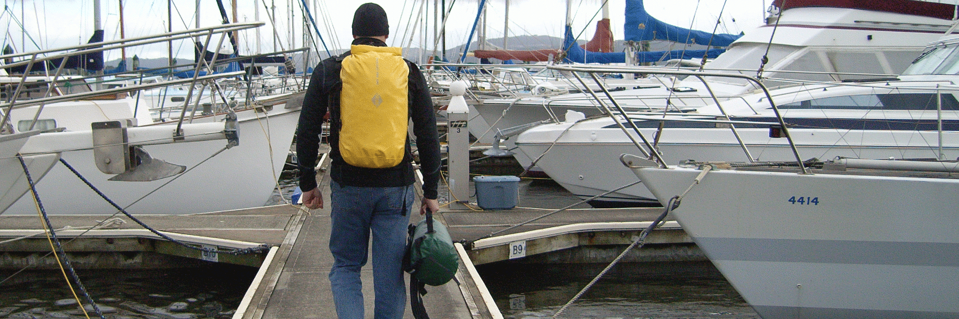 mariner dry bags in yacht marina